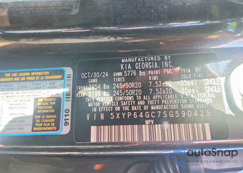 2025 Kia Telluride S z USA, uszkodzony, nr VIN 5XYP64GC7SG590425